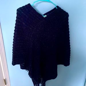 Navy blue poncho drape top